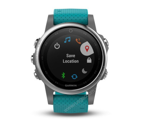 Часы с GPS Garmin Fenix 5S серебристые с бирюзовым ремешком