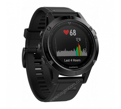 Часы с GPS Garmin Fenix 5 серые с черным ремешком