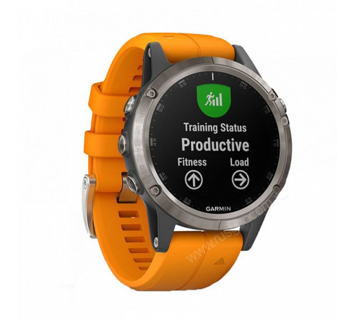 GPS-часы Garmin Fenix 5 PLUS Sapphire титановые с оранжевым ремешком