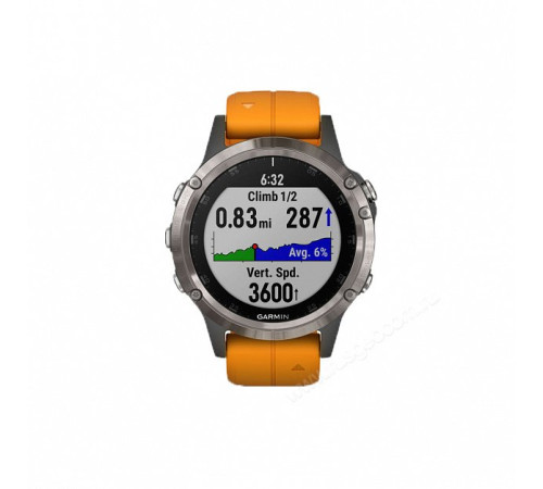 GPS-часы Garmin Fenix 5 PLUS Sapphire титановые с оранжевым ремешком