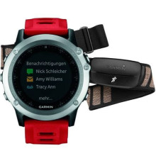 Навигатор-часы Garmin Fenix 3 серебряные с красным ремешком и пульсометром HRM-Run
