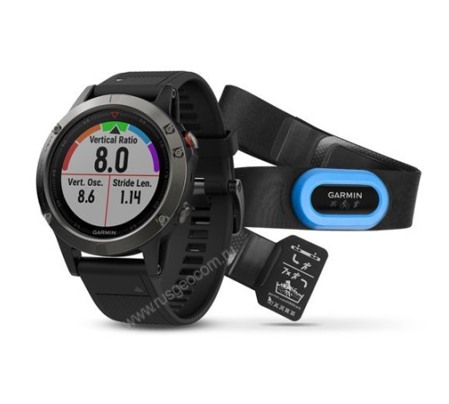 Часы с GPS Garmin Fenix 5 Sapphire с черным ремешком и HRM