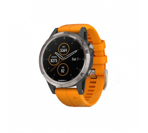 GPS-часы Garmin Fenix 5 PLUS Sapphire титановые с оранжевым ремешком