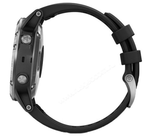 GPS-часы Garmin Fenix 5 PLUS Glass серебристые с черным ремешком