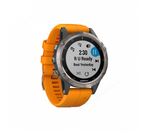 GPS-часы Garmin Fenix 5 PLUS Sapphire титановые с оранжевым ремешком