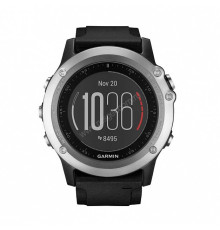 Мультиспортивные часы Garmin Fenix 3 HR Серебряный с черным силиконовым браслетом