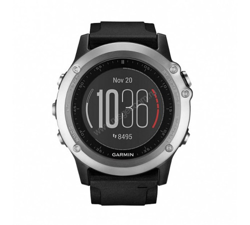 Мультиспортивные часы Garmin Fenix 3 HR Серебряный с черным силиконовым браслетом