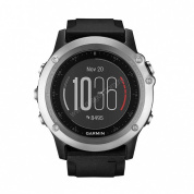 Мультиспортивные часы Garmin Fenix 3 HR Серебряный с черным силиконовым браслетом