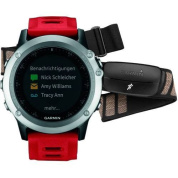 Навигатор-часы Garmin Fenix 3 серебряные с красным ремешком и пульсометром HRM-Run