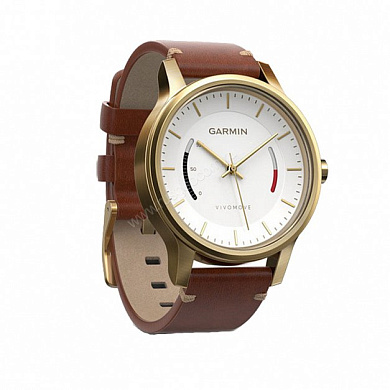 Смарт-часы Garmin Vivomove Premium, золотистые, стальной корпус, кожаный ремешок
